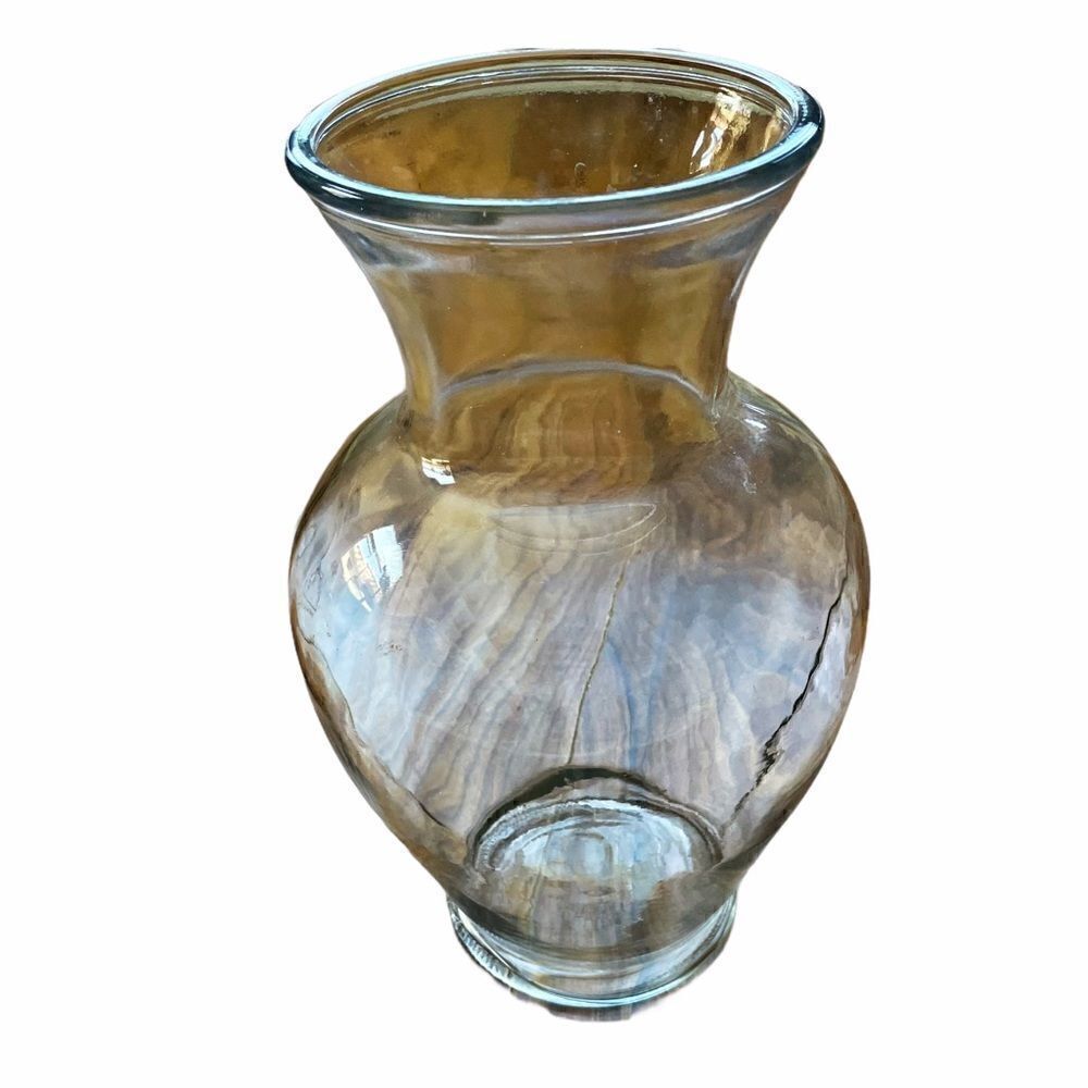Pretty Tall Hourglass Clear  Glass Vase
